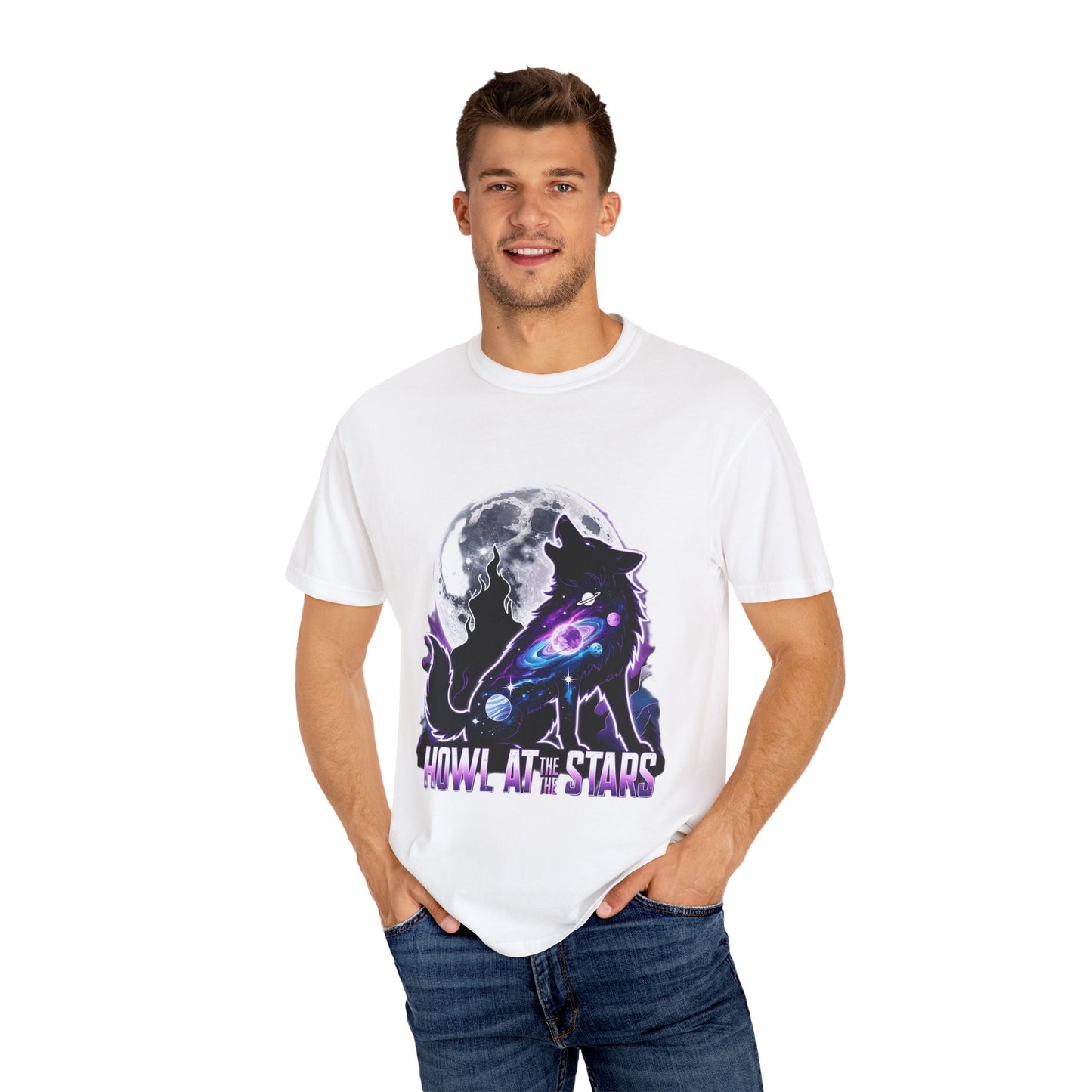 Cosmic Wolf T-shirt - Howl at the Stars - Unisex